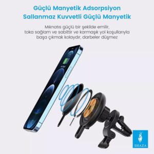 15W Kablosuz Hızlı Şarjlı Araç Telefon Tutucu Shld06