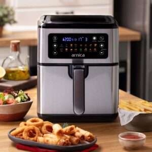 Arnica GH22200 Airfryer Kıbrıs modelinin şık dış gövdesi ve dijital dokunmatik LED ekran paneli