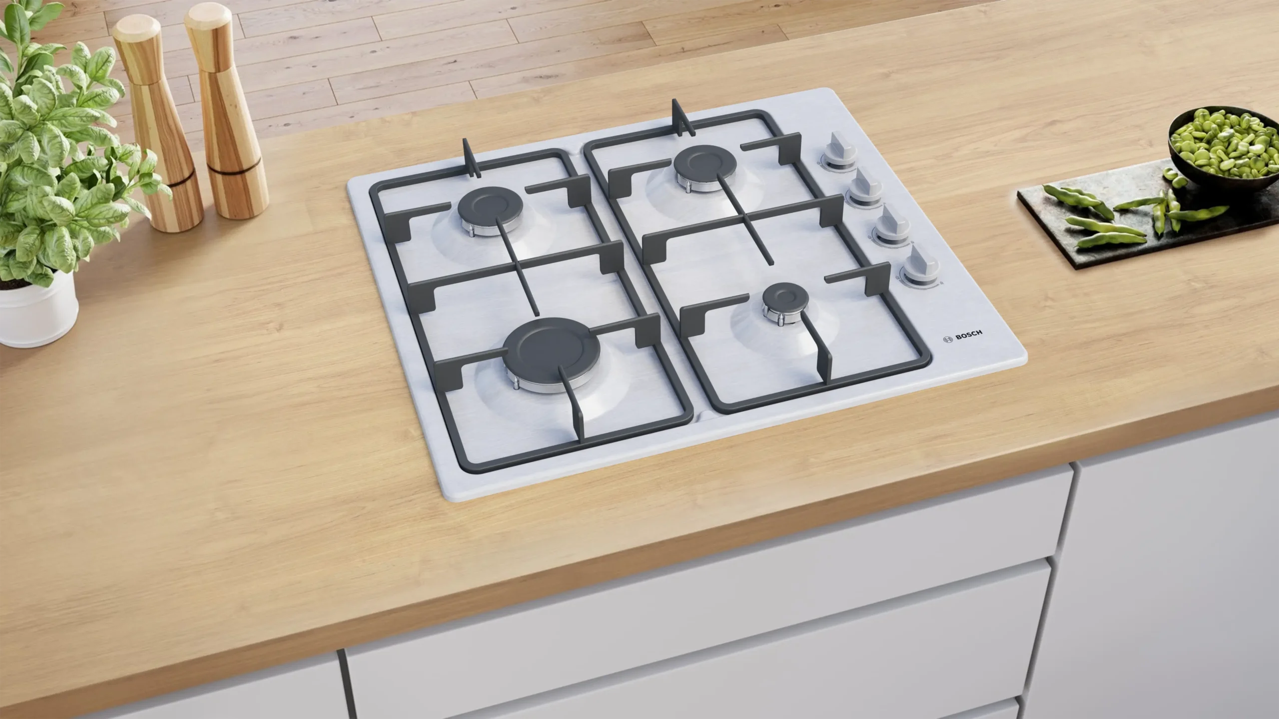 BOSCH PBP6C5K60Q Kıbrıs 4 gözlü gazlı ankastre ocak