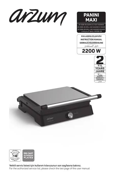 ARZUM AR2086 PANİNİ MİNİ TOST MAKİNESİ